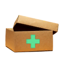 Empty labeled medical box